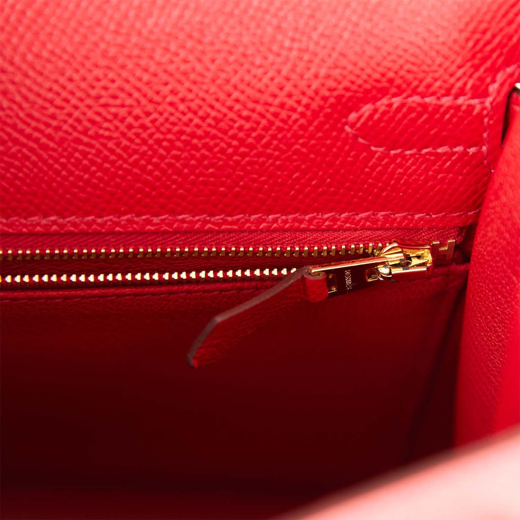 Hermès Kelly 25 Sellier HSS Bi-Color Rouge Casaque & Craie Epsom Brush
