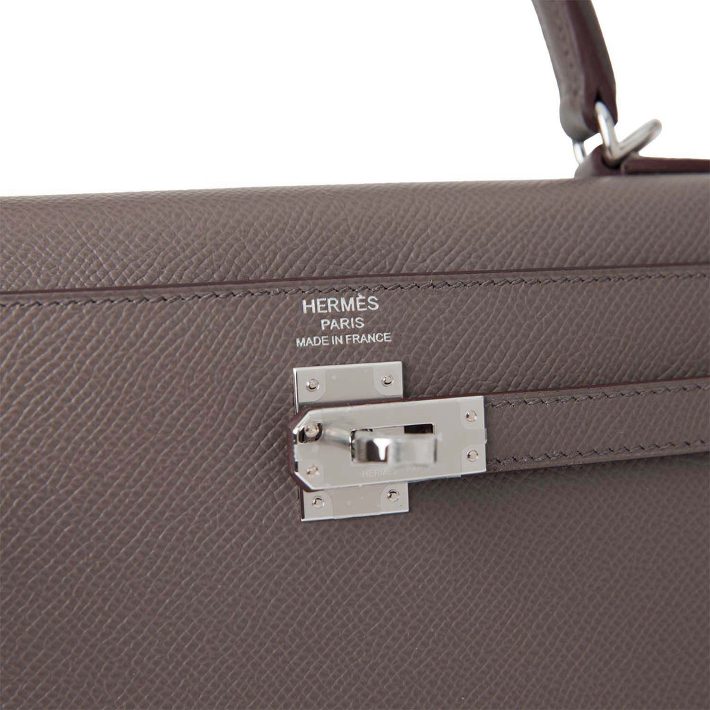 Hermes Kelly Sellier 25 Etain Epsom Palladium Hardware – Madison Avenue  Couture