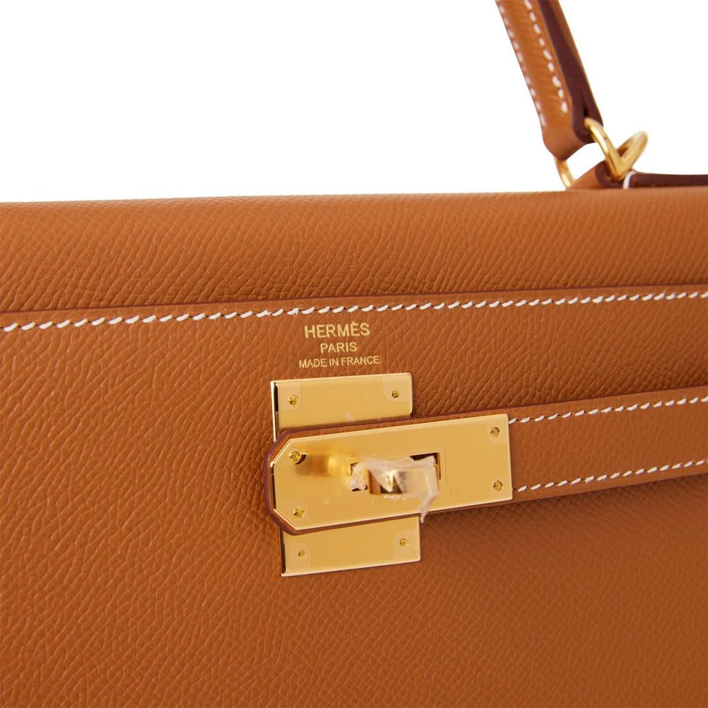 Hermès Kelly 28 Sellier Gold Epsom with Gold Hardware at 1stDibs