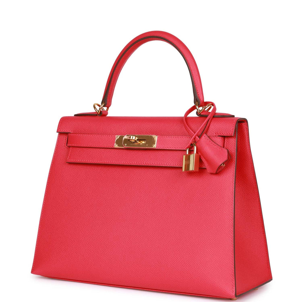Hermes Kelly 28 Casaque Sellier Bag Rouge de Coeur/Rose Extreme