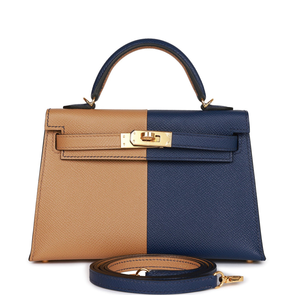 Hermes HSS Kelly 20 Sesame and Bleu Saphir Epsom Gold Hardware – Madison  Avenue Couture