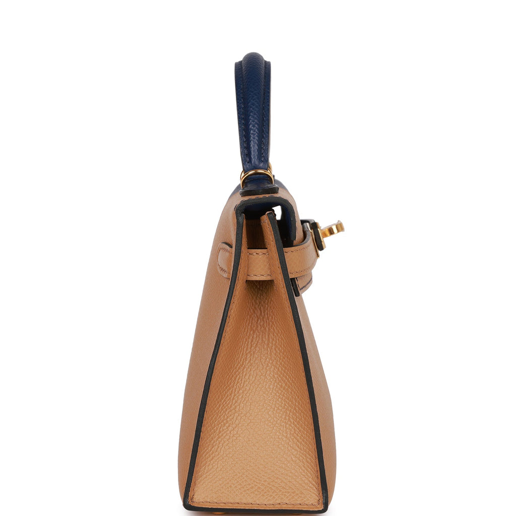 Hermes HSS Kelly 20 Sesame and Bleu Saphir Epsom Gold Hardware – Madison  Avenue Couture
