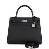 Hermes Kelly Sellier 25 Black Epsom Palladium Hardware