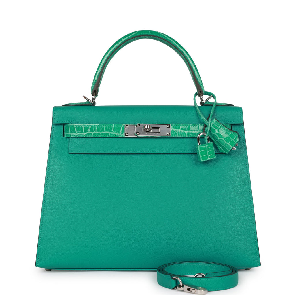 Hermes Kelly 28 Vert Verone Madame and Shiny Niloticus Crocodile Touch –  Madison Avenue Couture