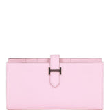 Hermes Bearn Gusset Wallet Rose Sakura Chevre Palladium Hardware