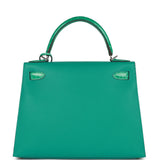 Hermes Kelly Sellier 28 Vert Verone Madame and Shiny Niloticus Crocodile Touch Palladium Hardware