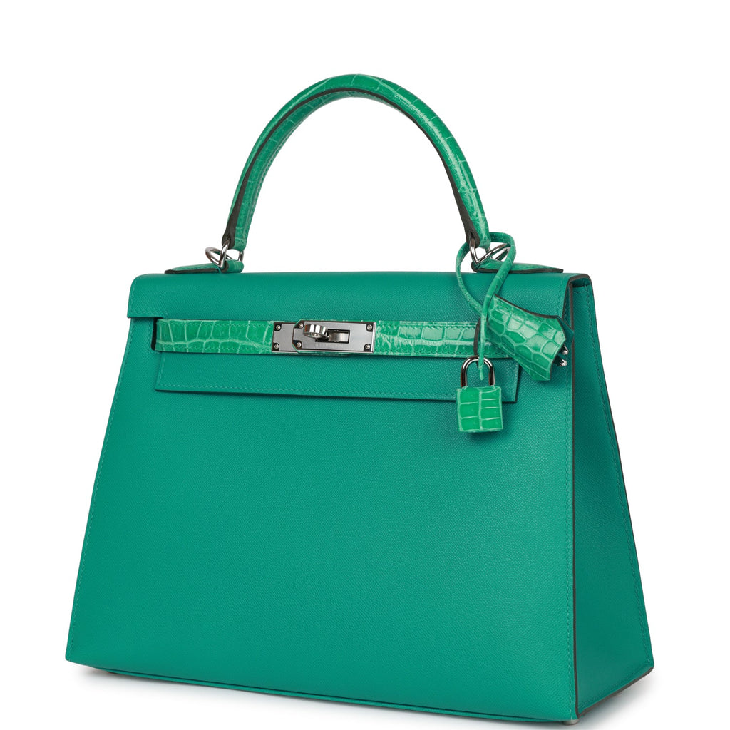 Hermes Kelly 28 Vert Verone Madame and Shiny Niloticus Crocodile Touch –  Madison Avenue Couture