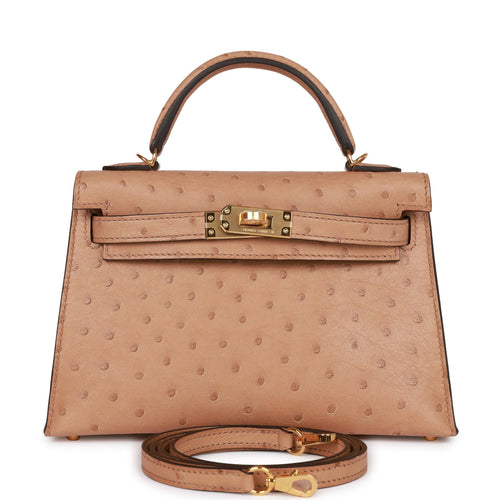 Hermes Kelly Sellier 20 Chai Ostrich Gold Hardware