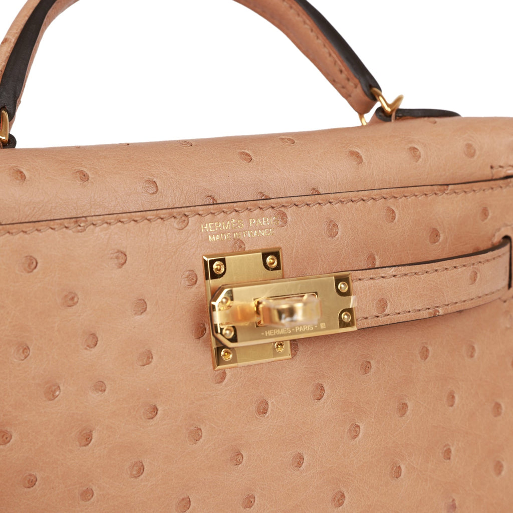 Hermes Kelly Sellier 20 Chai Ostrich Gold Hardware