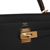 Hermes Kelly Retourne 28 Black Togo Gold Hardware