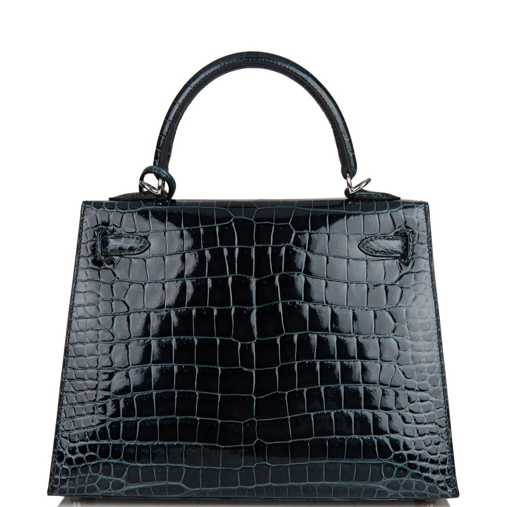 Hermes Kelly Sellier 25 Vert Rousseau Nilo Crocodile Palladium Hardware –  Madison Avenue Couture