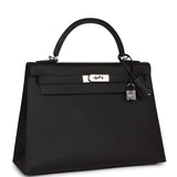 Hermes Kelly Sellier 32 Black Epsom Palladium Hardware