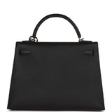 Hermes Kelly Sellier 32 Black Epsom Palladium Hardware