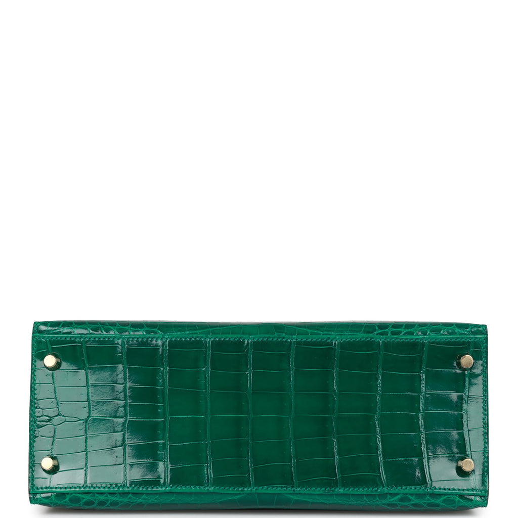 Hermes 25cm Shiny Vert Emerald Crocodile Sellier Kelly Bag, Lot #58069, Heritage Auctions