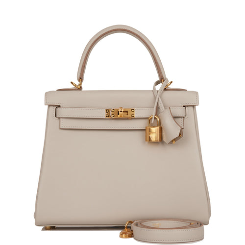 Hermes Kelly Retourne 25 Gris Perle Swift Gold Hardware