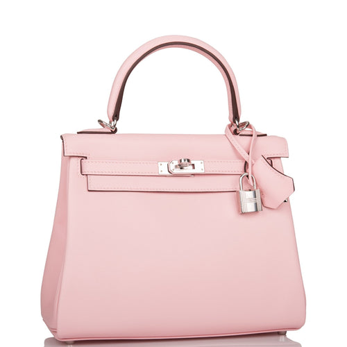 Hermes Rose Sakura Swift Retourne Kelly 25cm Palladium Hardware