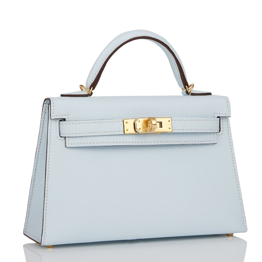Hermès Kelly 20cm Blue Brume Sellier Chevre Leather with Gold Hardware —  AMAIA