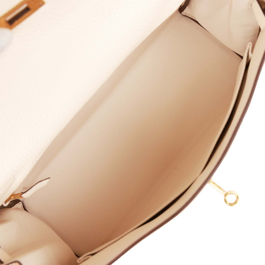 Hermes Kelly Handbag Natural Sable Clemence with Gold Hardware 32 at  1stDibs