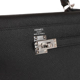 Hermes Kelly Sellier 25 Black Epsom Palladium Hardware