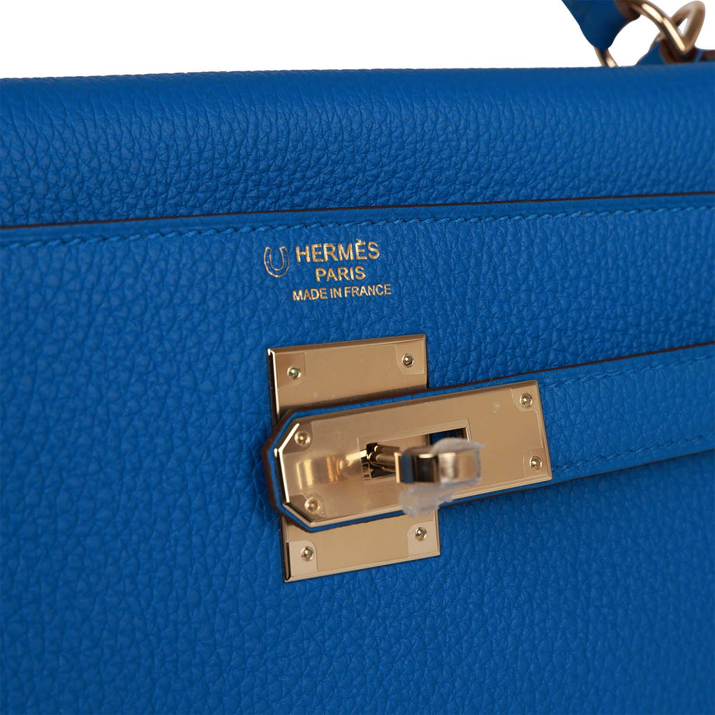 Hermes Kelly 28 Sellier, Royal Blue Epsom Leather with Gold