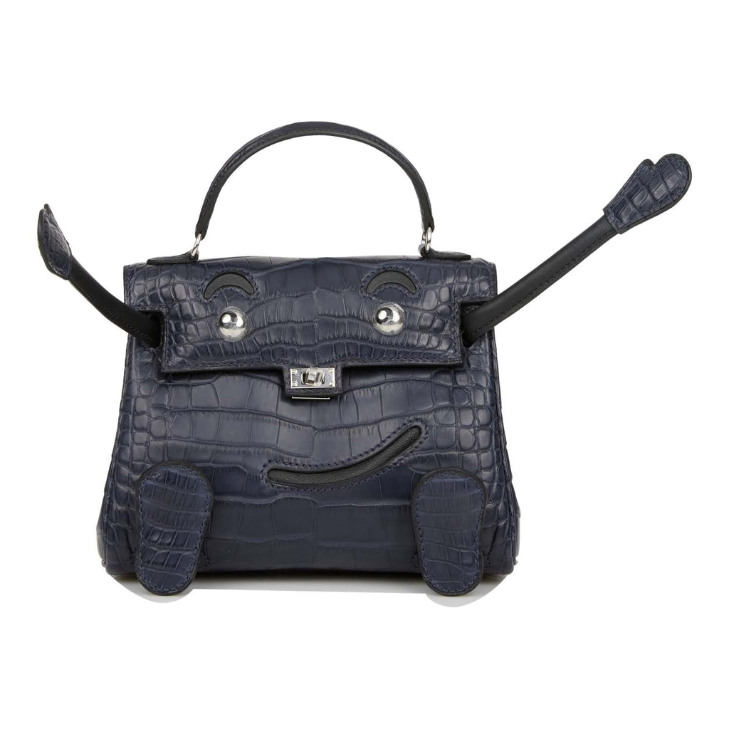 Hermès Kelly Quelle Idole Doll Bag Blue Nuit Matte Alligator and Black