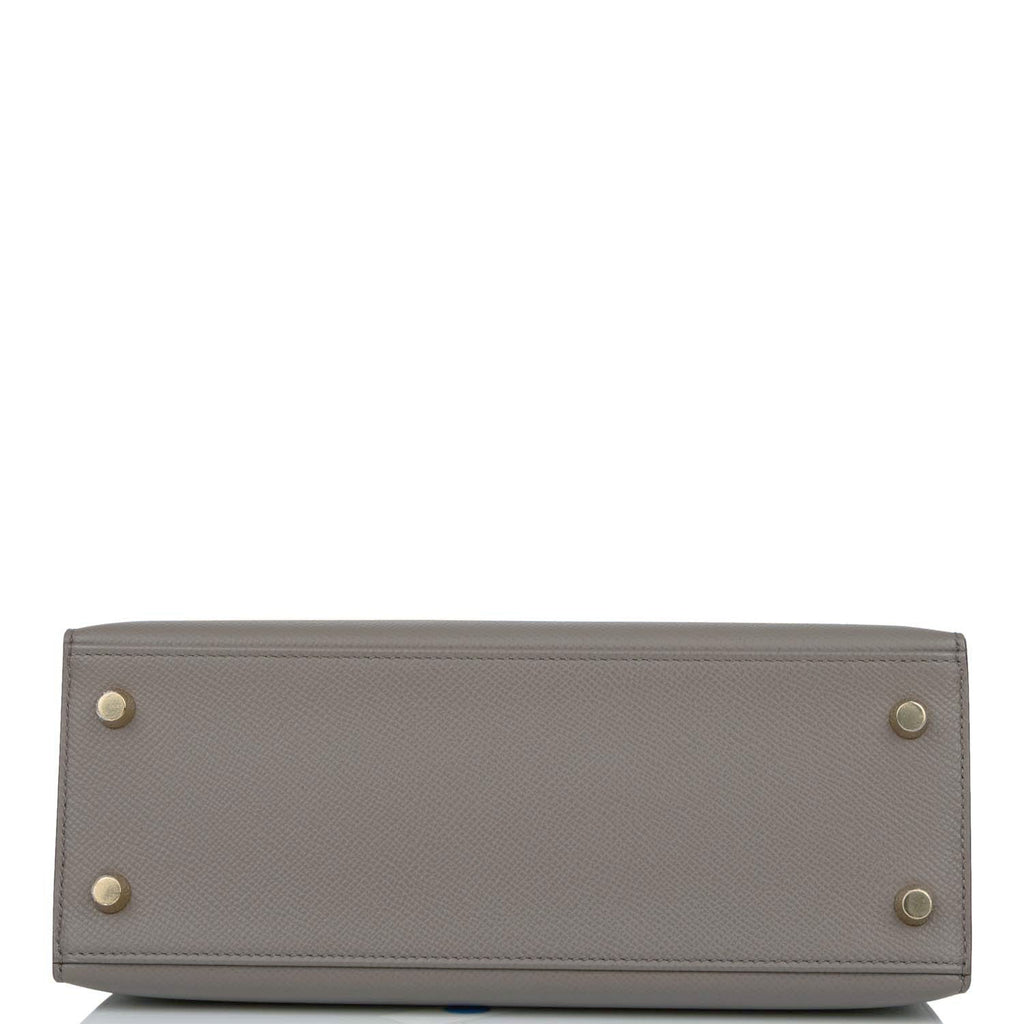 Hermes Kelly Sellier 25 Bag Etain Gold Hardware Epsom Leather New –  Mightychic