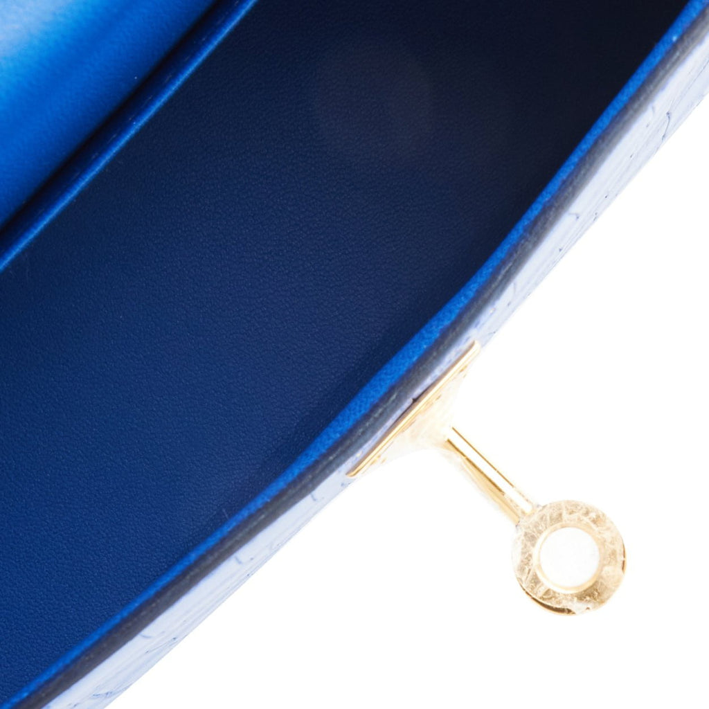 Hermes Kelly Sellier 20 Bleu Royal Matte Alligator Gold Hardware