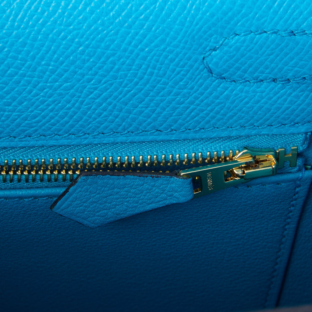Hermes Kelly 25 Sellier Bleu Frida Epsom Gold Hardware - Vendome Monte Carlo