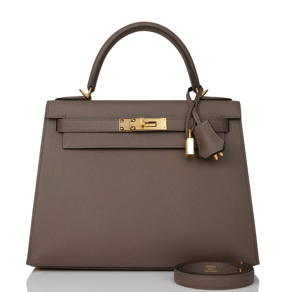 Hermes Etain/Etoupe Bi-Color Swift Leather Perforated Berline Bag - Yoogi's  Closet