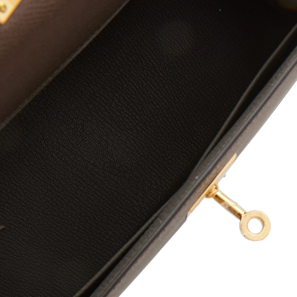 Hermes NIB Kelly 28 Sellier Etain Epsom - Vintage Lux