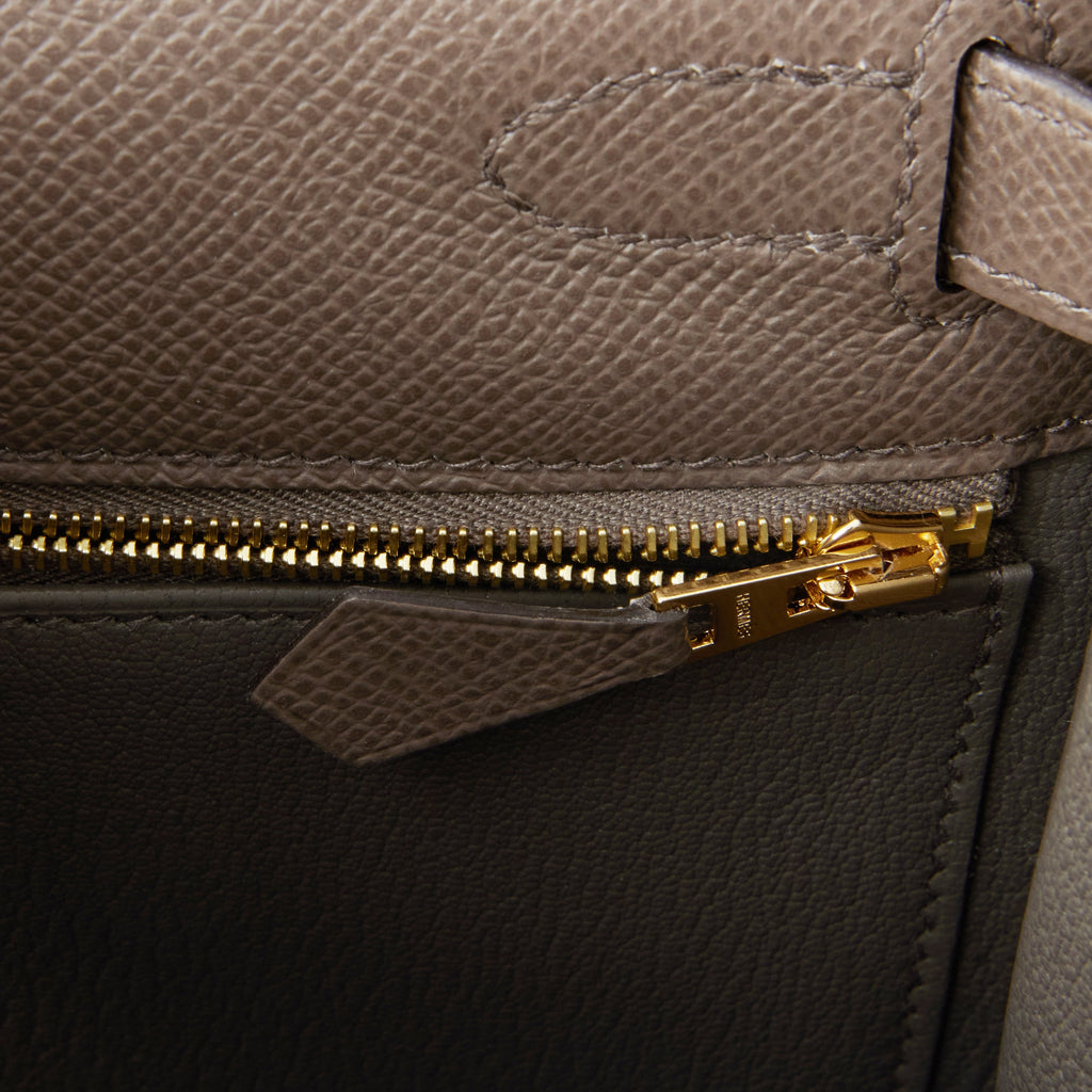 Hermes Kelly Sellier 28 Etain Epsom Gold Hardware Grey Madison Avenue Couture