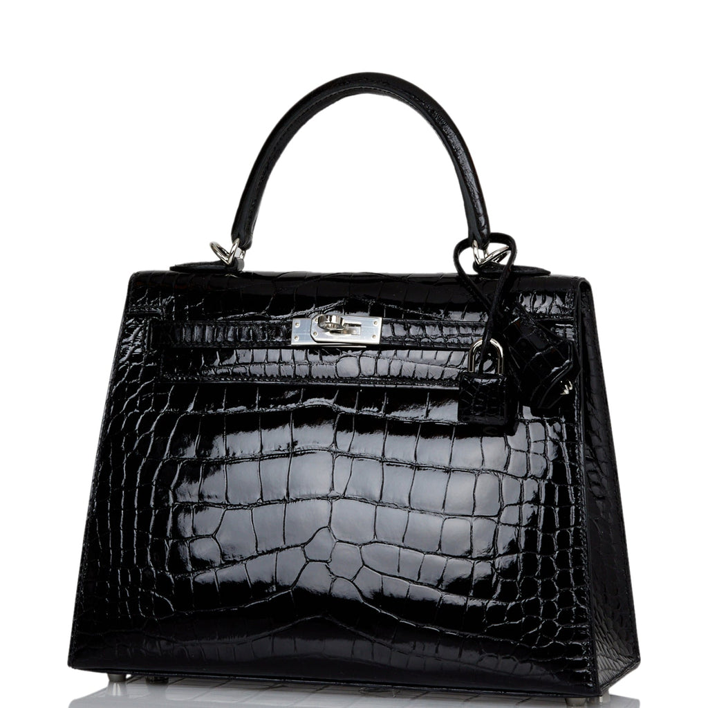 Hermès Hermes Black Shiny Lizard Sellier Kelly 25 Ghw #3581364 ref
