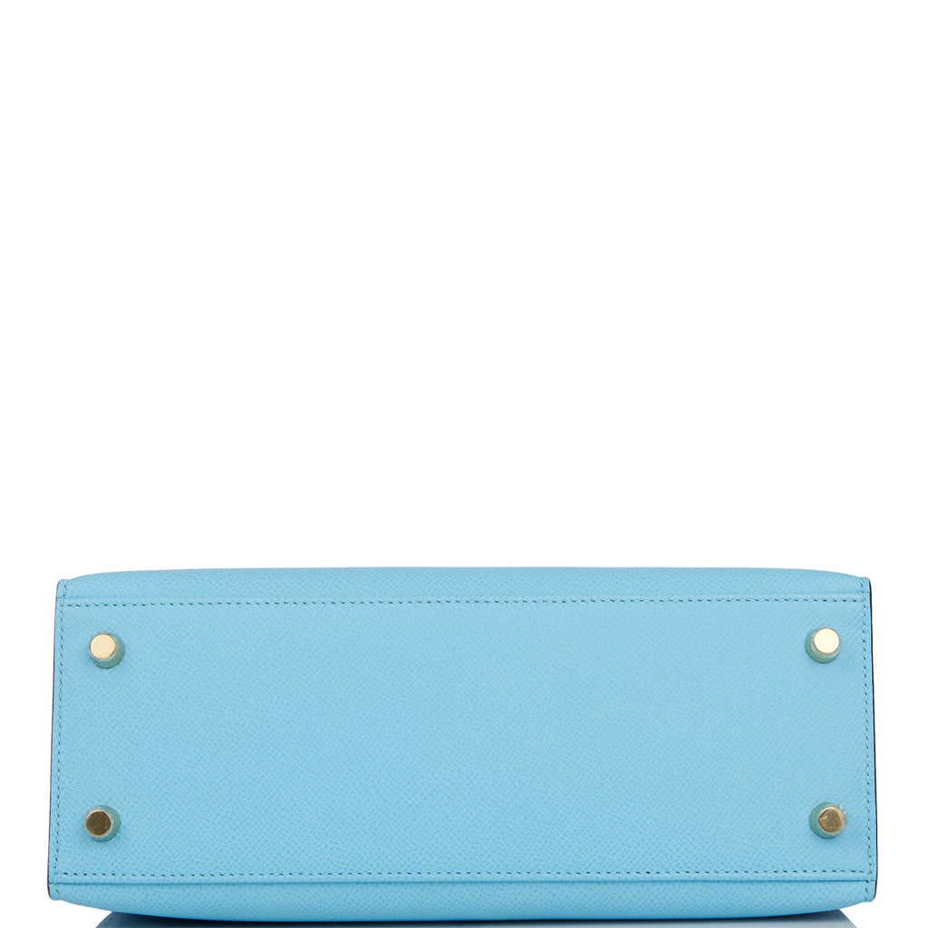 Hermès Blue Celeste Epsom Leather Kelly 25cm Sellier For Sale at 1stDibs