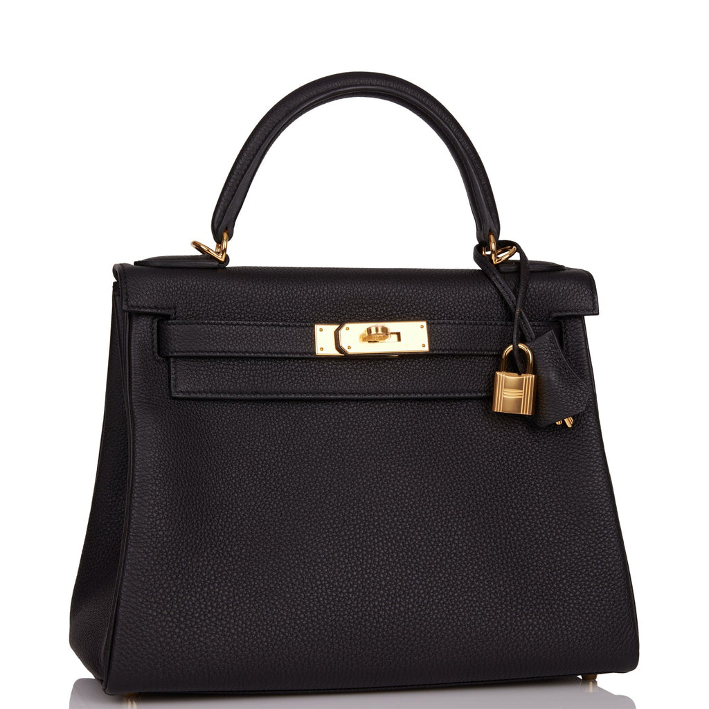 Hermes Kelly Retourne 28 Black Togo Gold Hardware – Madison Avenue Couture