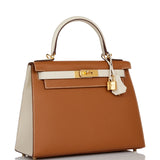 Hermes Special Order (HSS) Kelly Sellier 28 Gold and Craie Epsom Gold Hardware