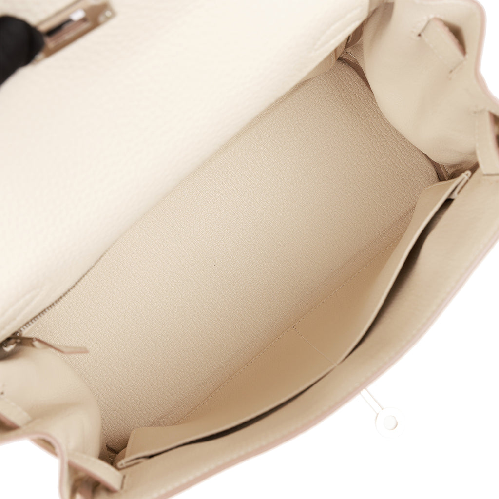Hermes Kelly 28 Returnee Handbag Craie Togo Leather With Palladium Har –  Bags Of Personality
