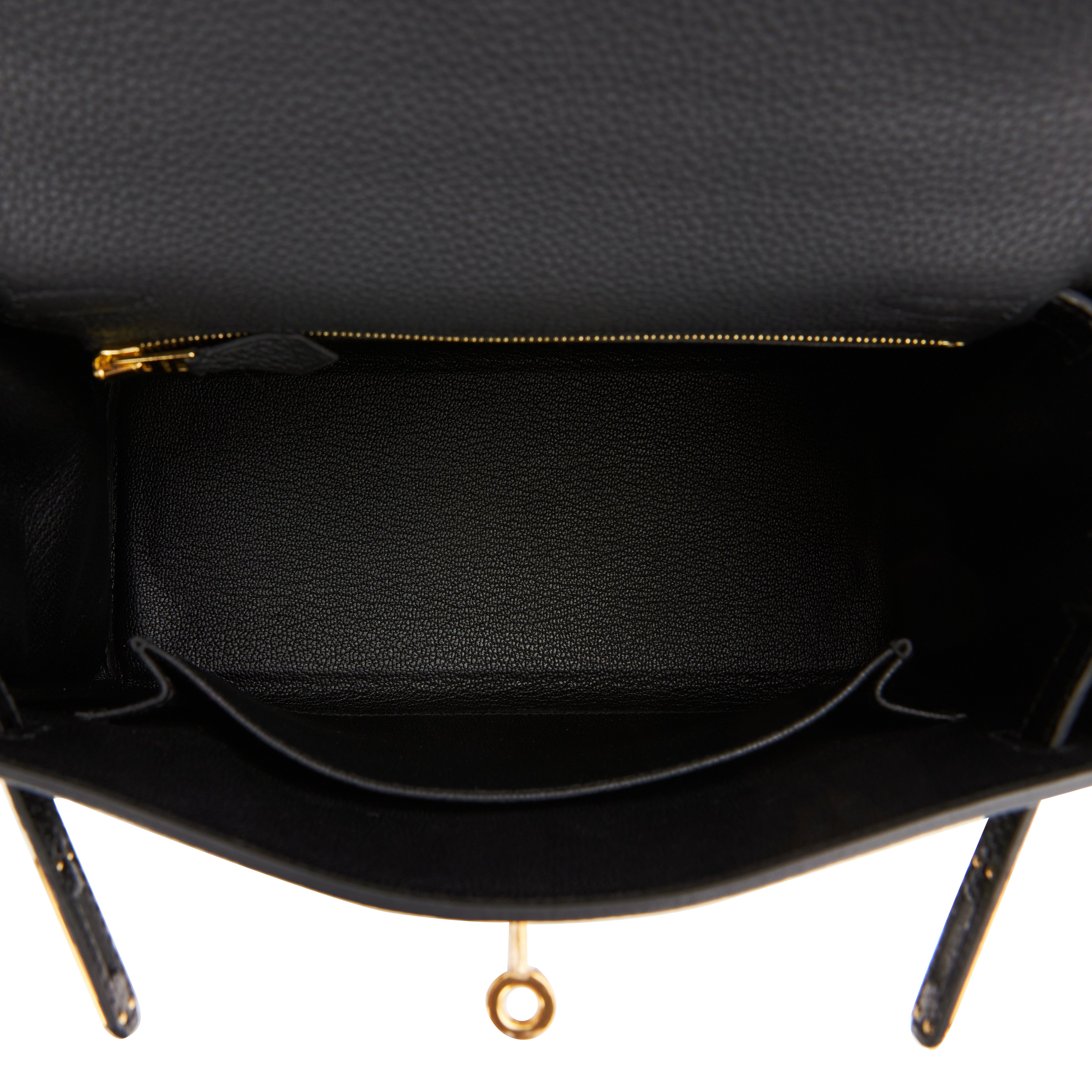 Hermes Kelly Retourne 25 Black Togo and Lizard Touch Gold Hardware ...