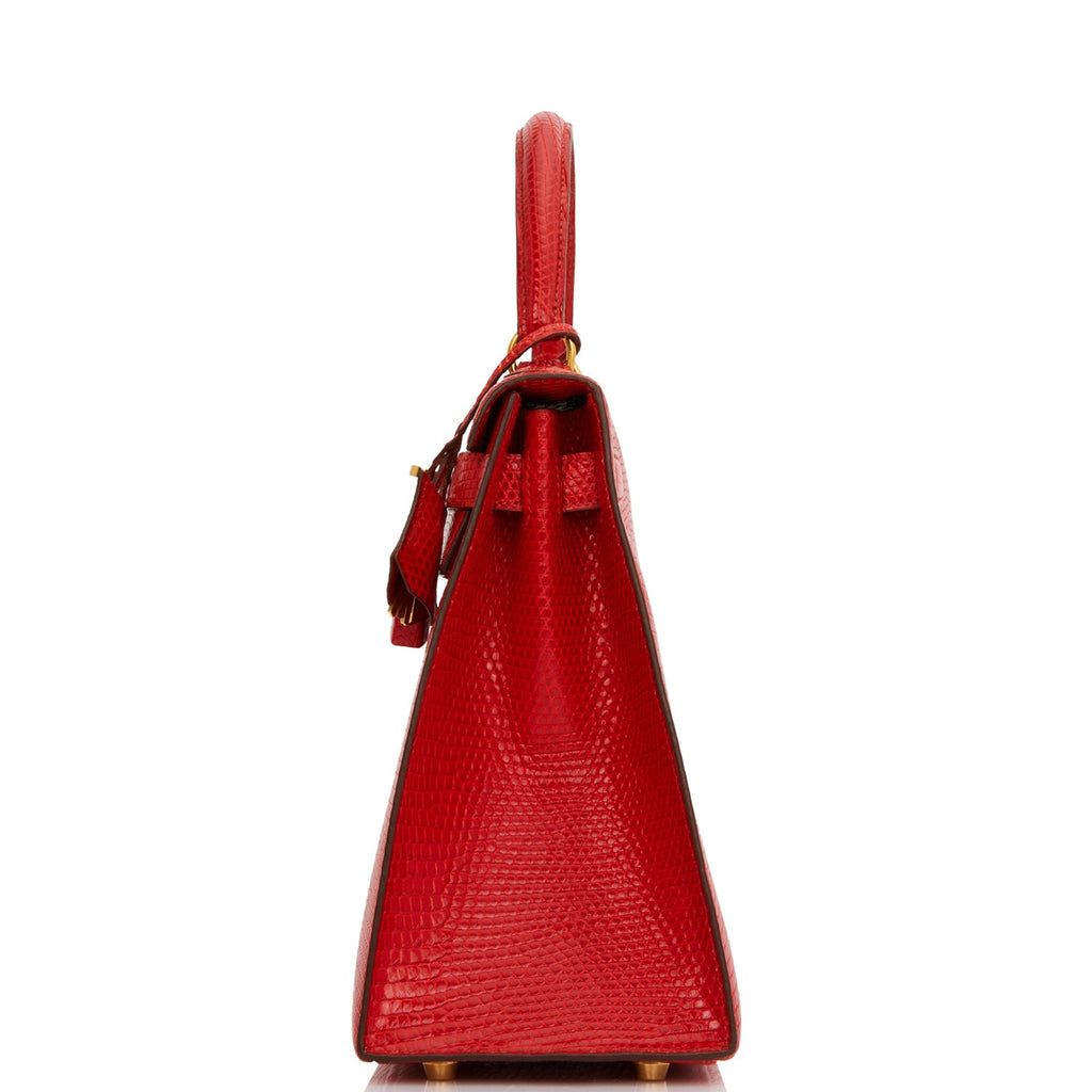 Hermès ROUGE VIF OSTRICH LEATHER KELLY 20CM SELLIER For Sale at