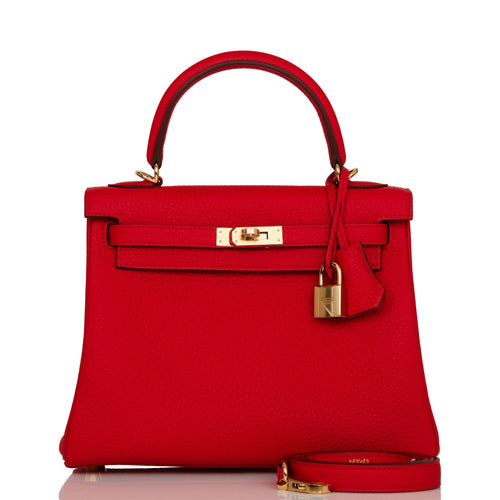 Hermes Special Order (HSS) Kelly Retourne 25 Rouge de Coeur Verso Togo Permabrass Hardware