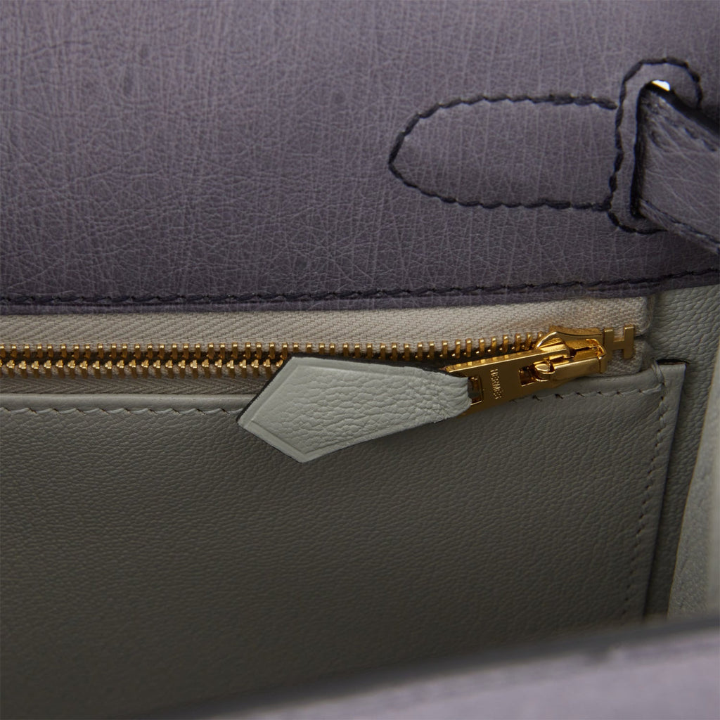 Hermes Special Order (HSS) Kelly Sellier 20 Gris Tourterelle and Beton  Ostrich Permabrass Hardware