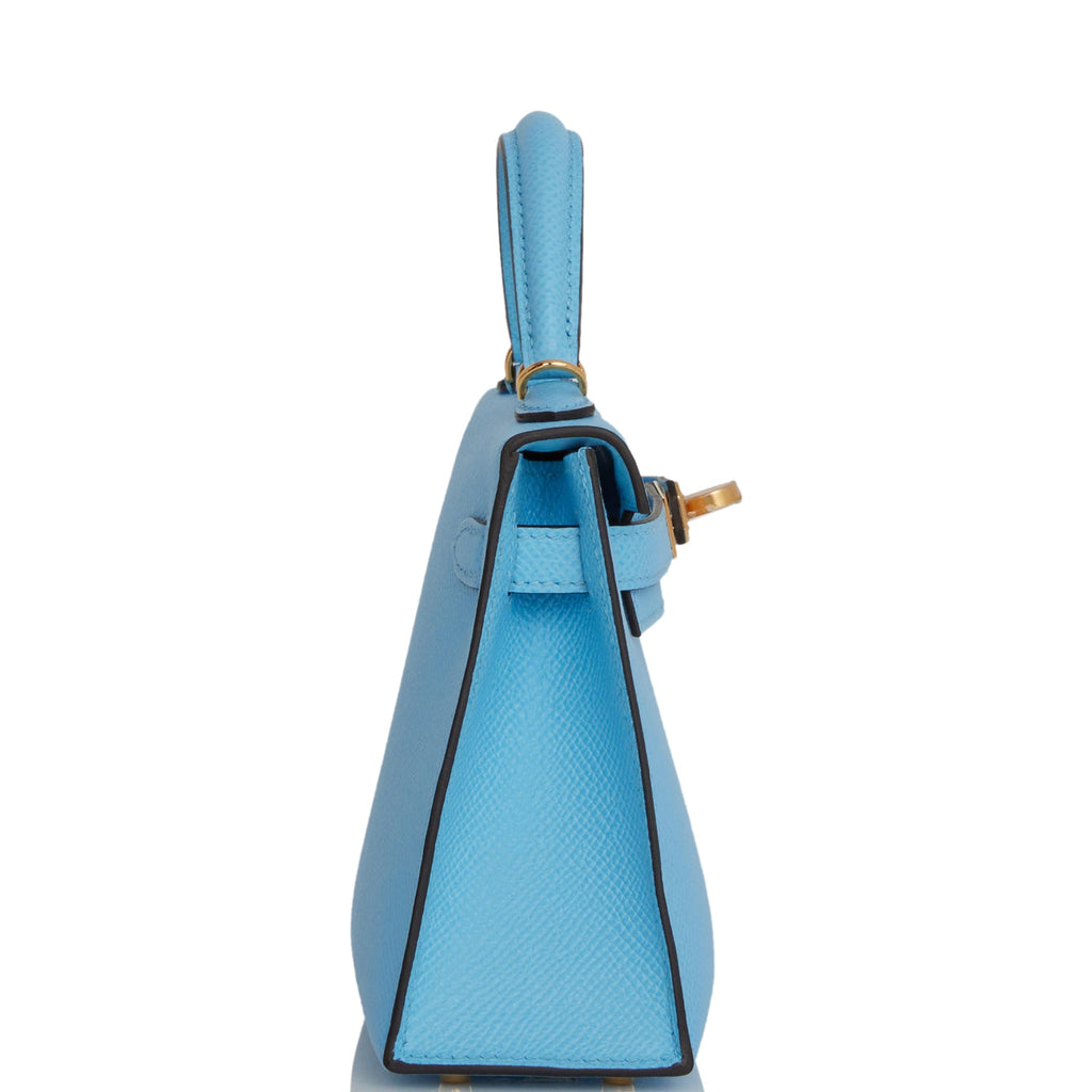 Hermes Kelly 20 Mini Sellier Bag Rare Blue Celeste Chevre