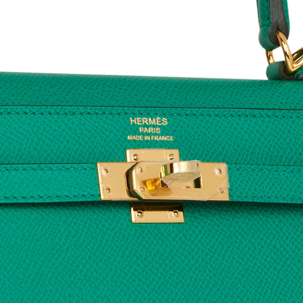 Hermes Kelly 25 Vert Jade Gold Sellier Epsom Green Shoulder Bag Z