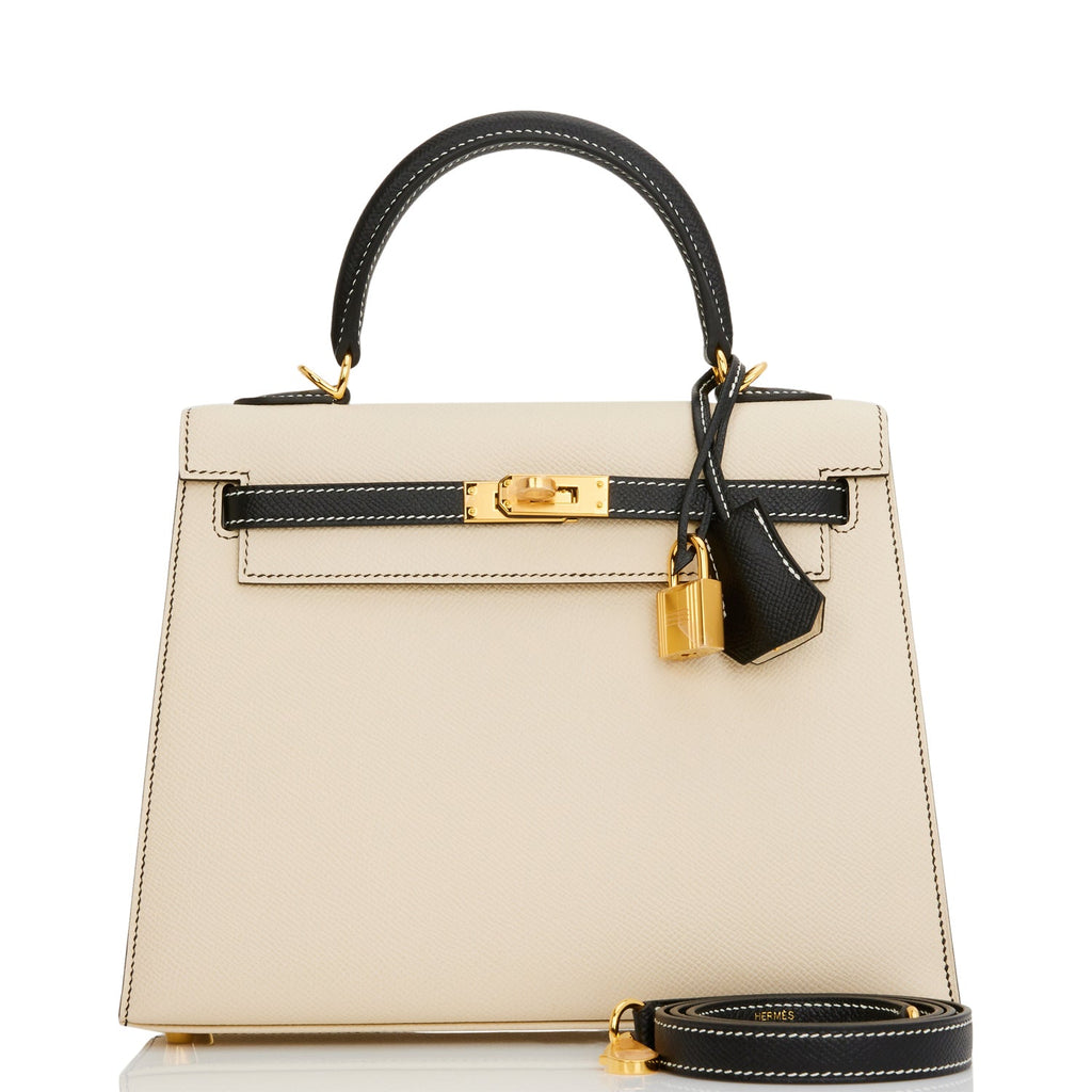 Hermes HSS Kelly Sellier 25 Nata Verso Brushed Gold Hardware – Madison  Avenue Couture