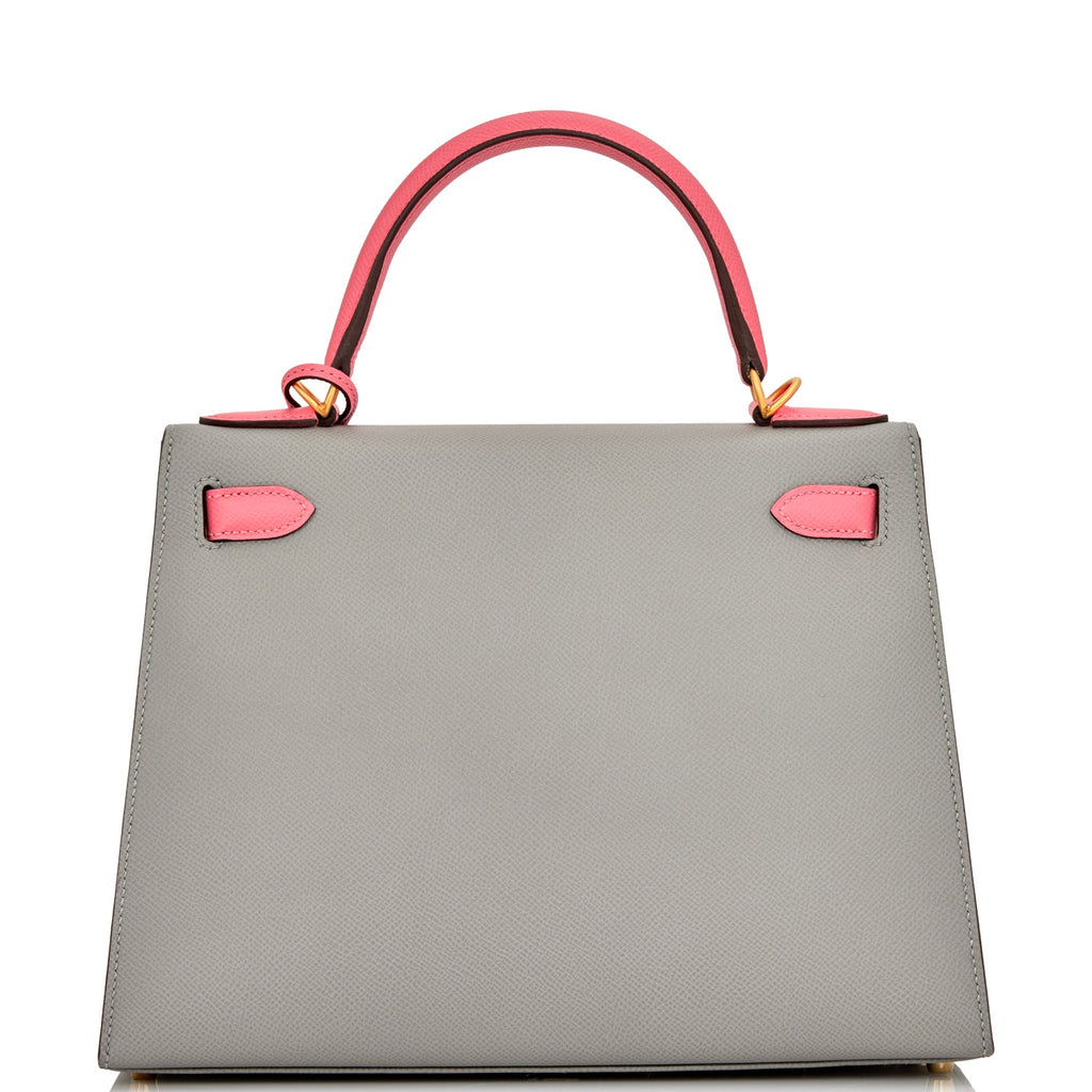 Hermes Special Order (HSS) Kelly Sellier 28 Gris Mouette and Rose 