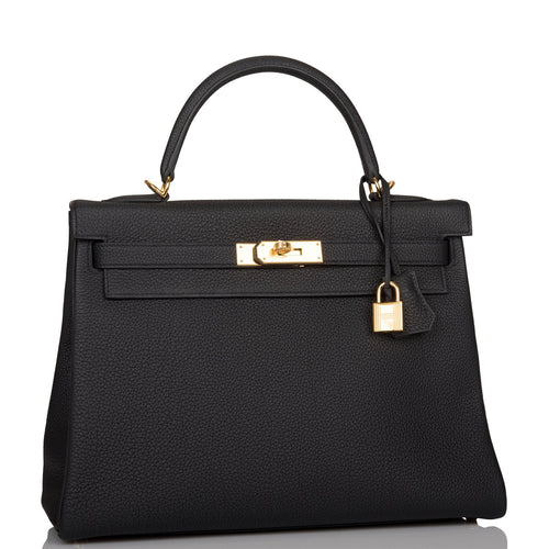 Hermes Black Togo Retourne Kelly 32cm Gold Hardware