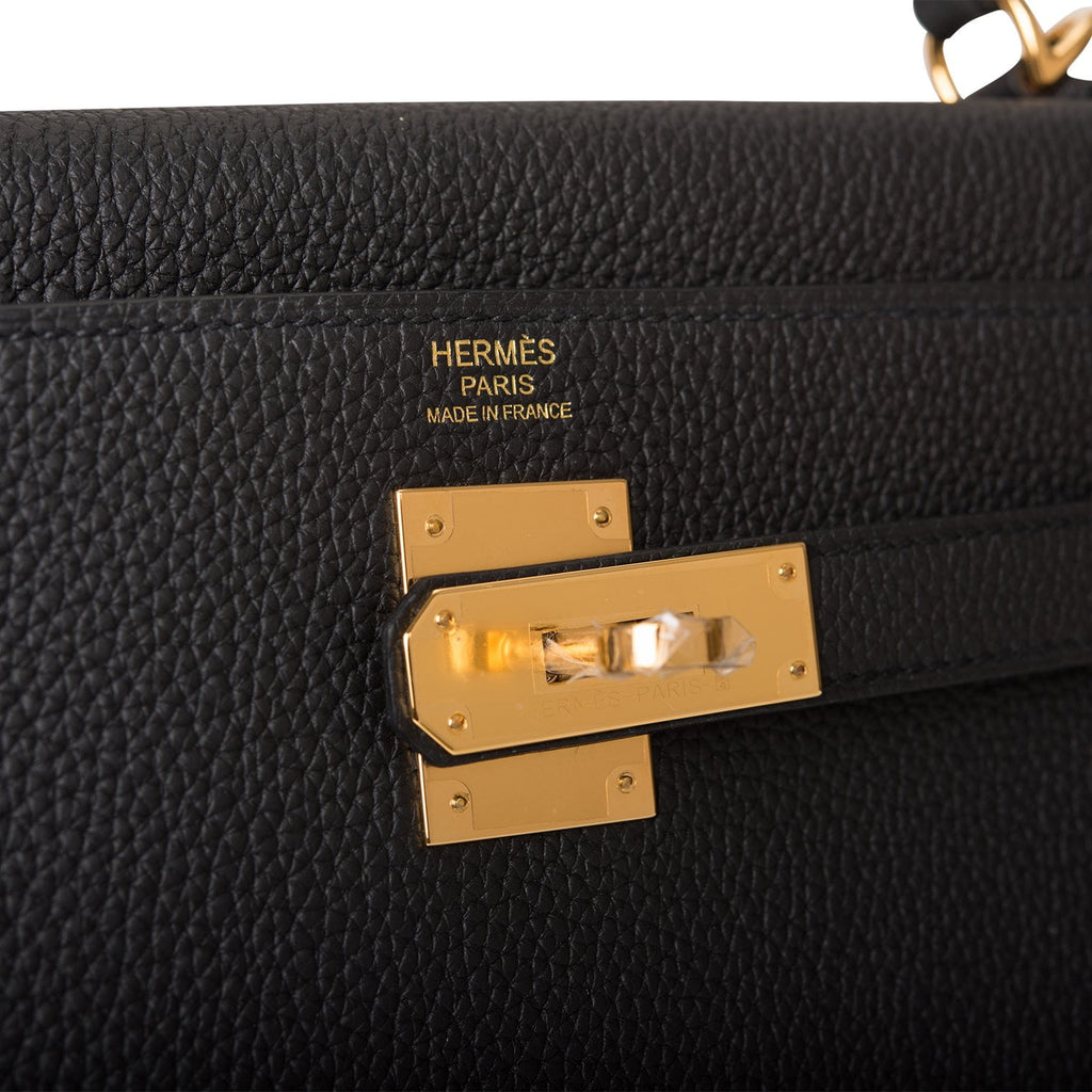 Hermes Black Togo Retourne Kelly 32cm Gold Hardware