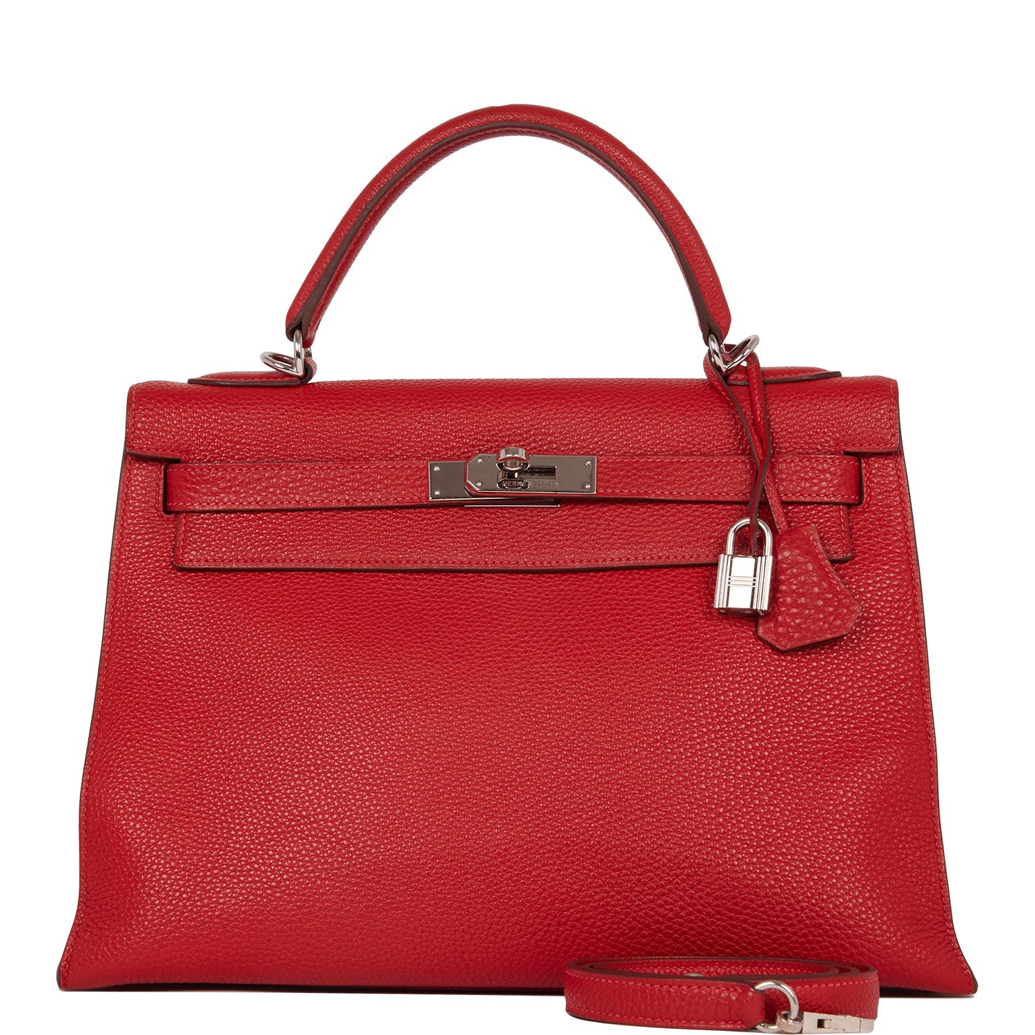 Pre-owned Hermes Kelly Mou 32 Vermillion Togo Palladium Hardware ...