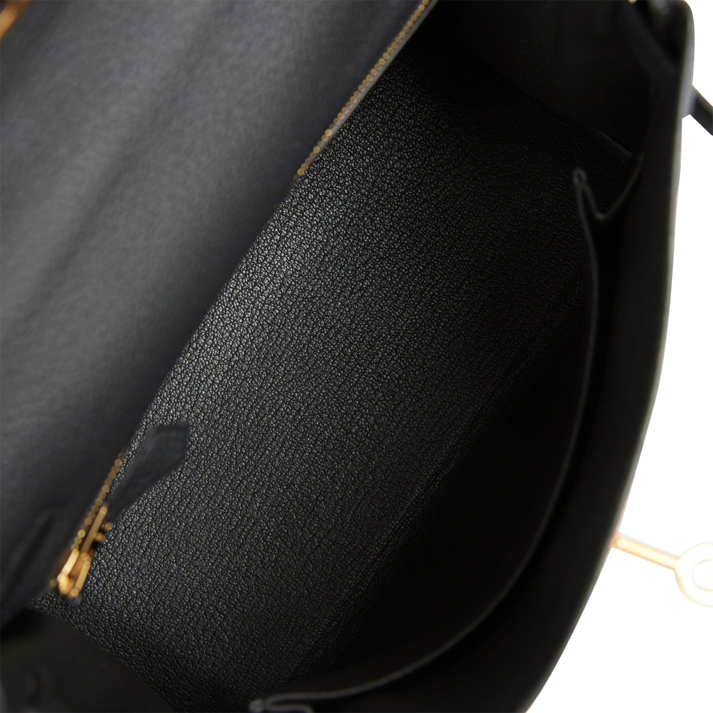Hermès Togo Retourne Kelly 25 Noir Gold Hardware with Full Set Receipt And  BBB