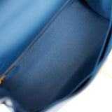 Pre-owned Hermes Kelly Retourne 28 Bleu Agate Evercolor Gold Hardware