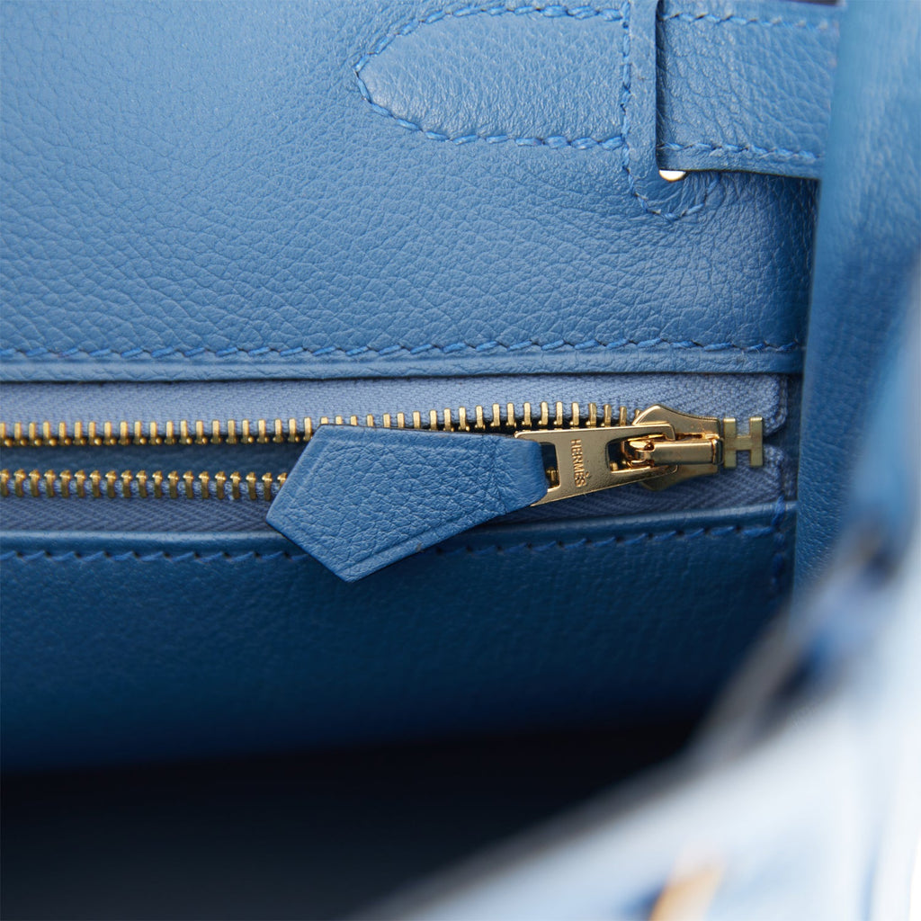 Pre-owned Hermes Kelly Retourne 28 Bleu Agate Evercolor Gold Hardware